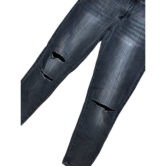 Celebrity Pink Distressed Mid-Rise Skinny Ankle Jeans in Coal Black Size 11/30 - Picture 6 of 9